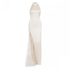 Ryn Tulle-Panel Satin Gown
